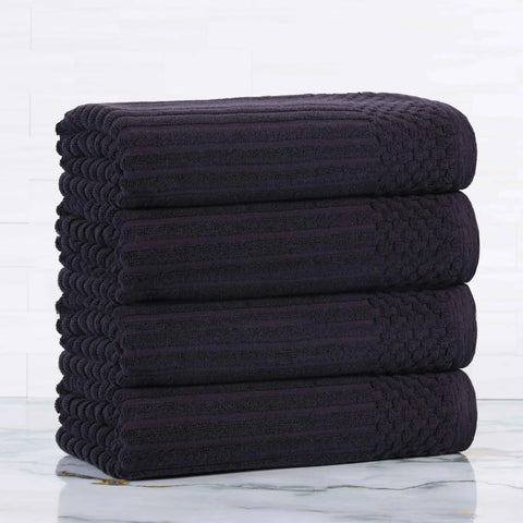 Ribbed Cotton Absorbent Bath Towel Set of 4