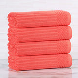 Ribbed Cotton Absorbent Bath Towel Set of 4