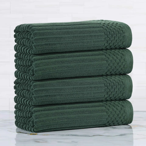 Ribbed Cotton Absorbent Bath Towel Set of 4