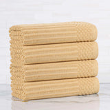 Ribbed Cotton Absorbent Bath Towel Set of 4
