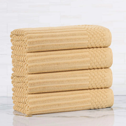 Ribbed Cotton Absorbent Bath Towel Set of 4