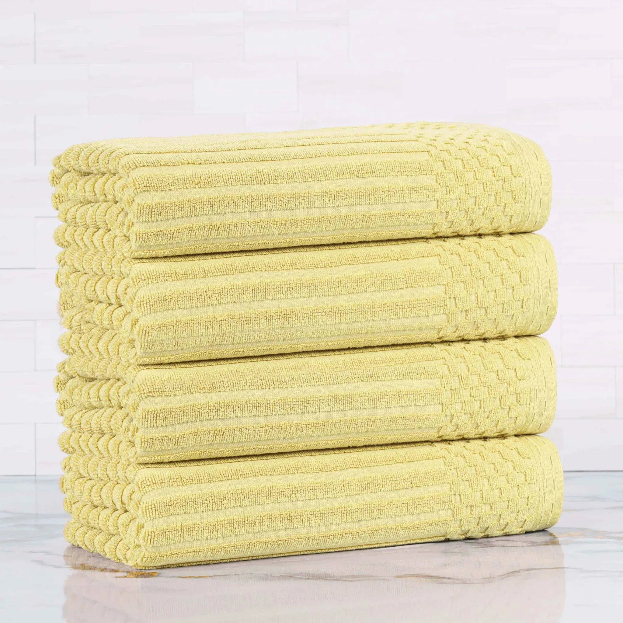 Ribbed Cotton Absorbent Bath Towel Set of 4