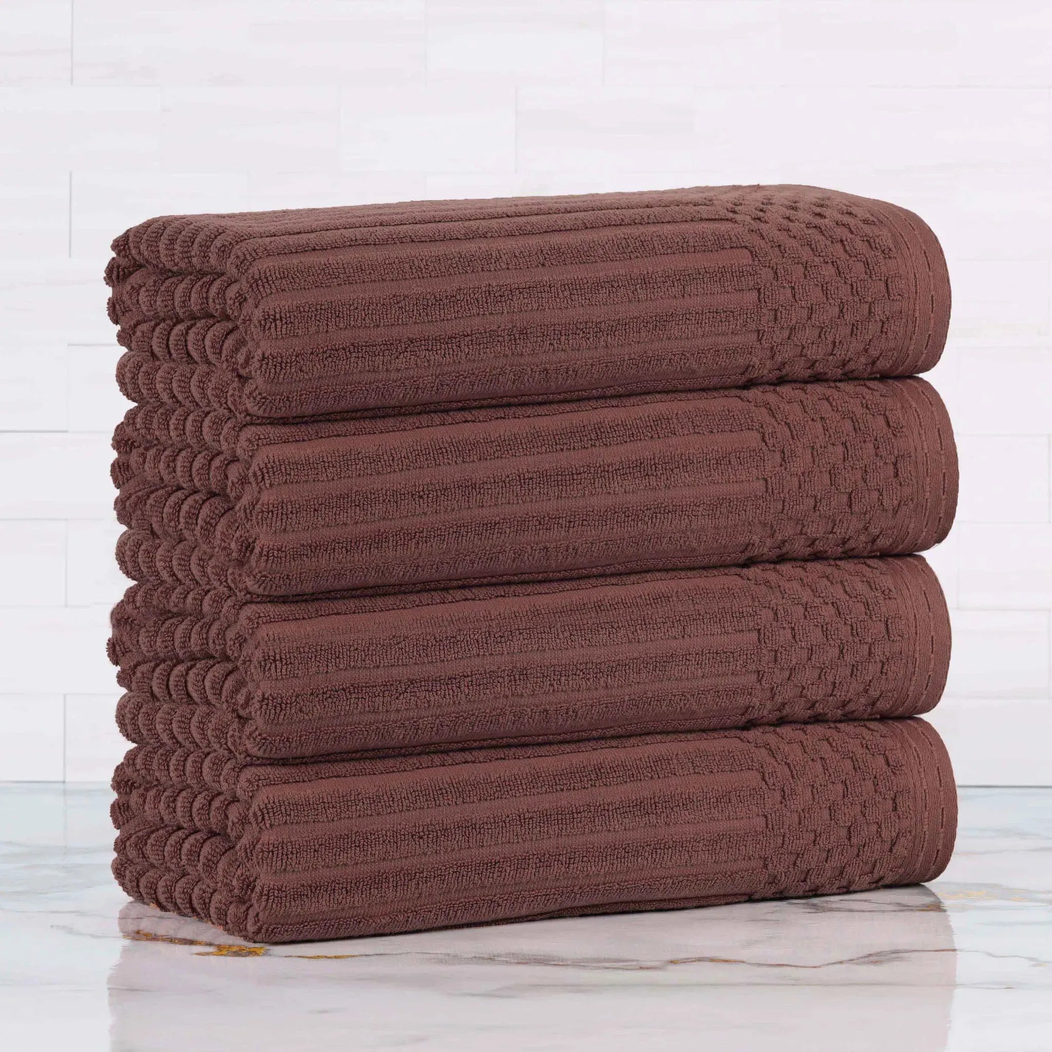 Ribbed Cotton Absorbent Bath Towel Set of 4