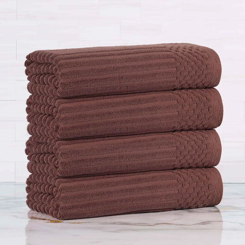 Ribbed Cotton Absorbent Bath Towel Set of 4