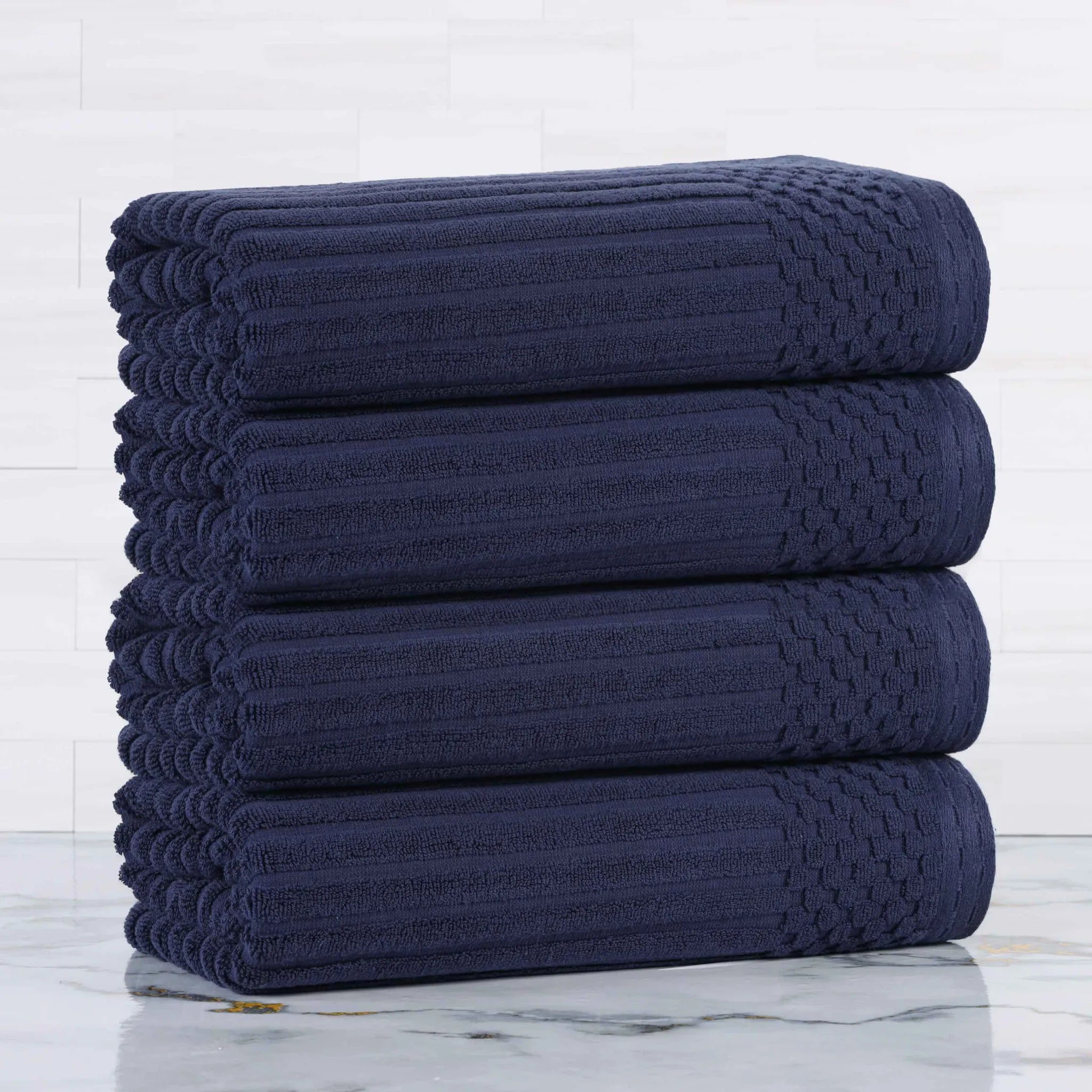 Ribbed Cotton Absorbent Bath Towel Set of 4