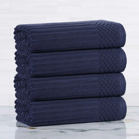 Ribbed Cotton Absorbent Bath Towel Set of 4