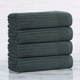 Ribbed Cotton Absorbent Bath Towel Set of 4