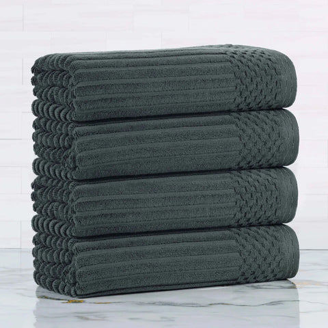 Ribbed Cotton Absorbent Bath Towel Set of 4