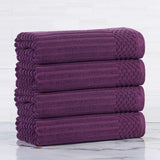 Ribbed Cotton Absorbent Bath Towel Set of 4