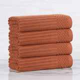 Ribbed Cotton Absorbent Bath Towel Set of 4