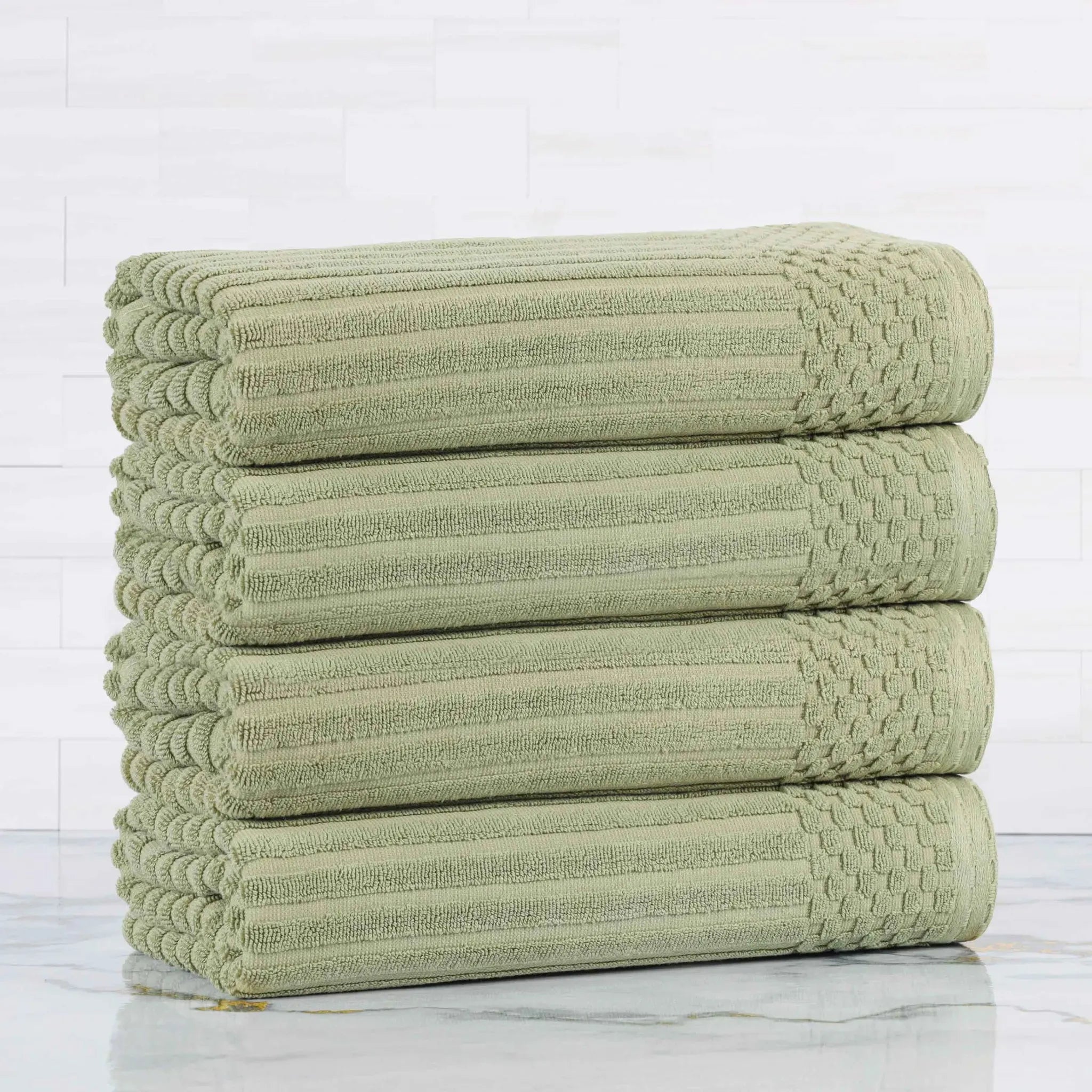 Ribbed Cotton Absorbent Bath Towel Set of 4