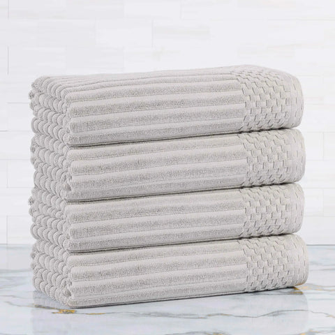 Ribbed Cotton Absorbent Bath Towel Set of 4