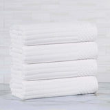 Ribbed Cotton Absorbent Bath Towel Set of 4