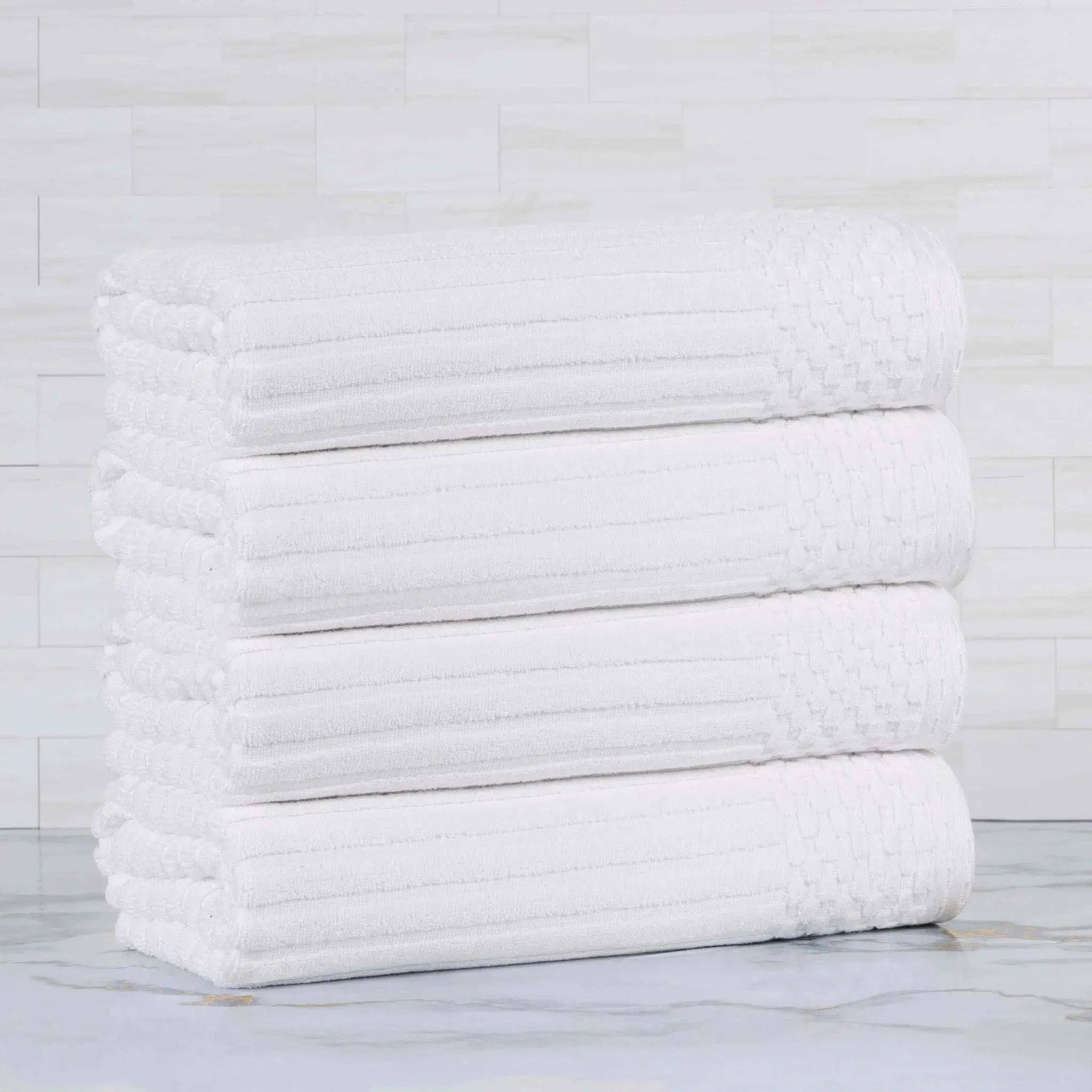 Ribbed Cotton Absorbent Bath Towel Set of 4