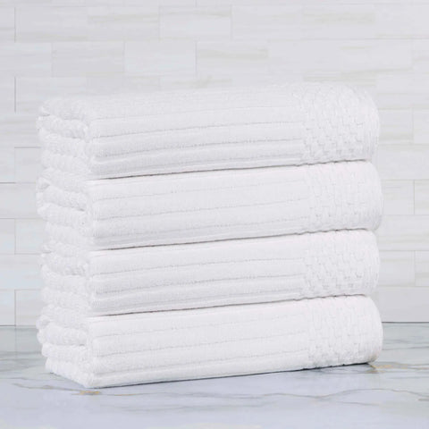Ribbed Cotton Absorbent Bath Towel Set of 4