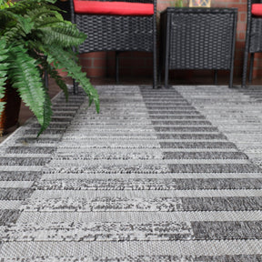 Grayson Geometric Striped Modern Indoor/Outdoor Area Rug