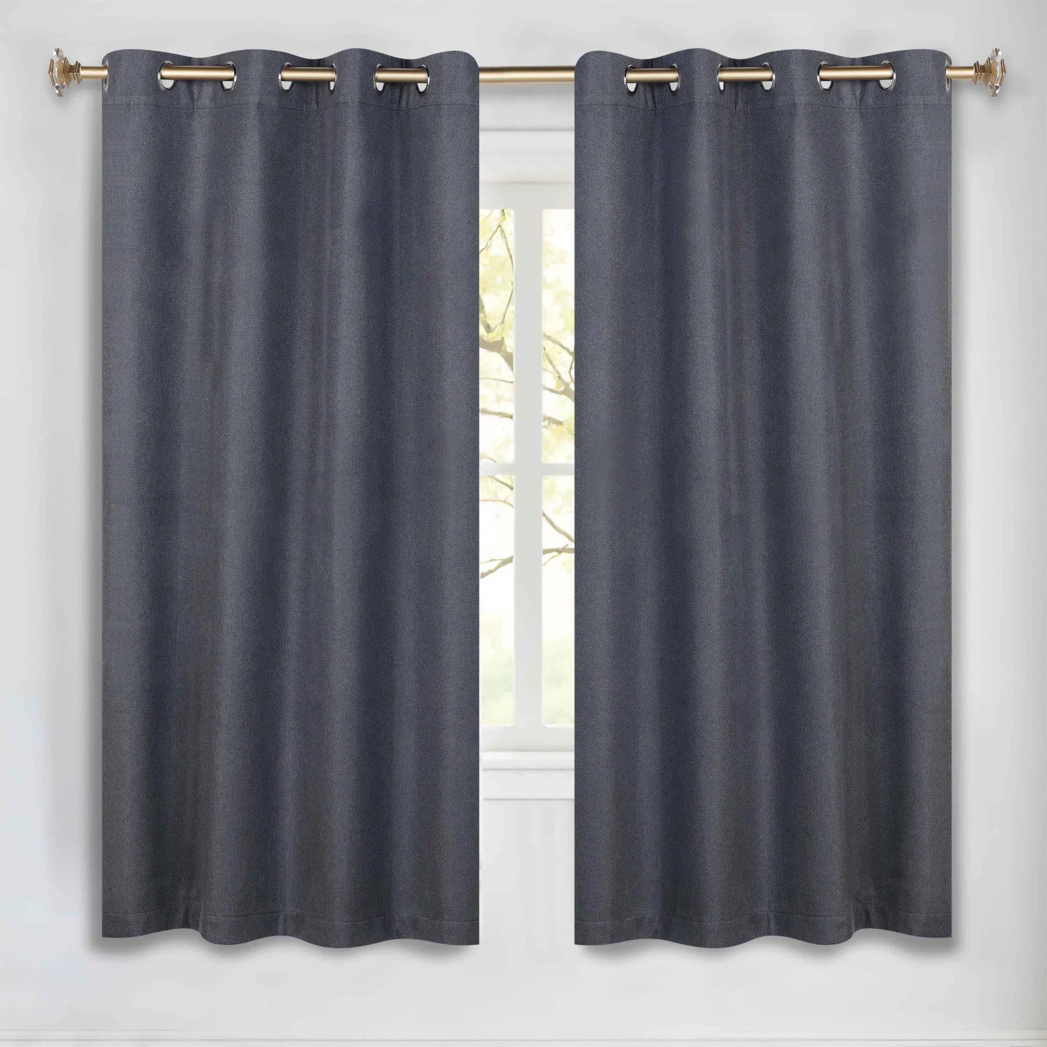 Nyan 100% Blackout Machine Washable Grommet Curtains, Set of 2 Panels