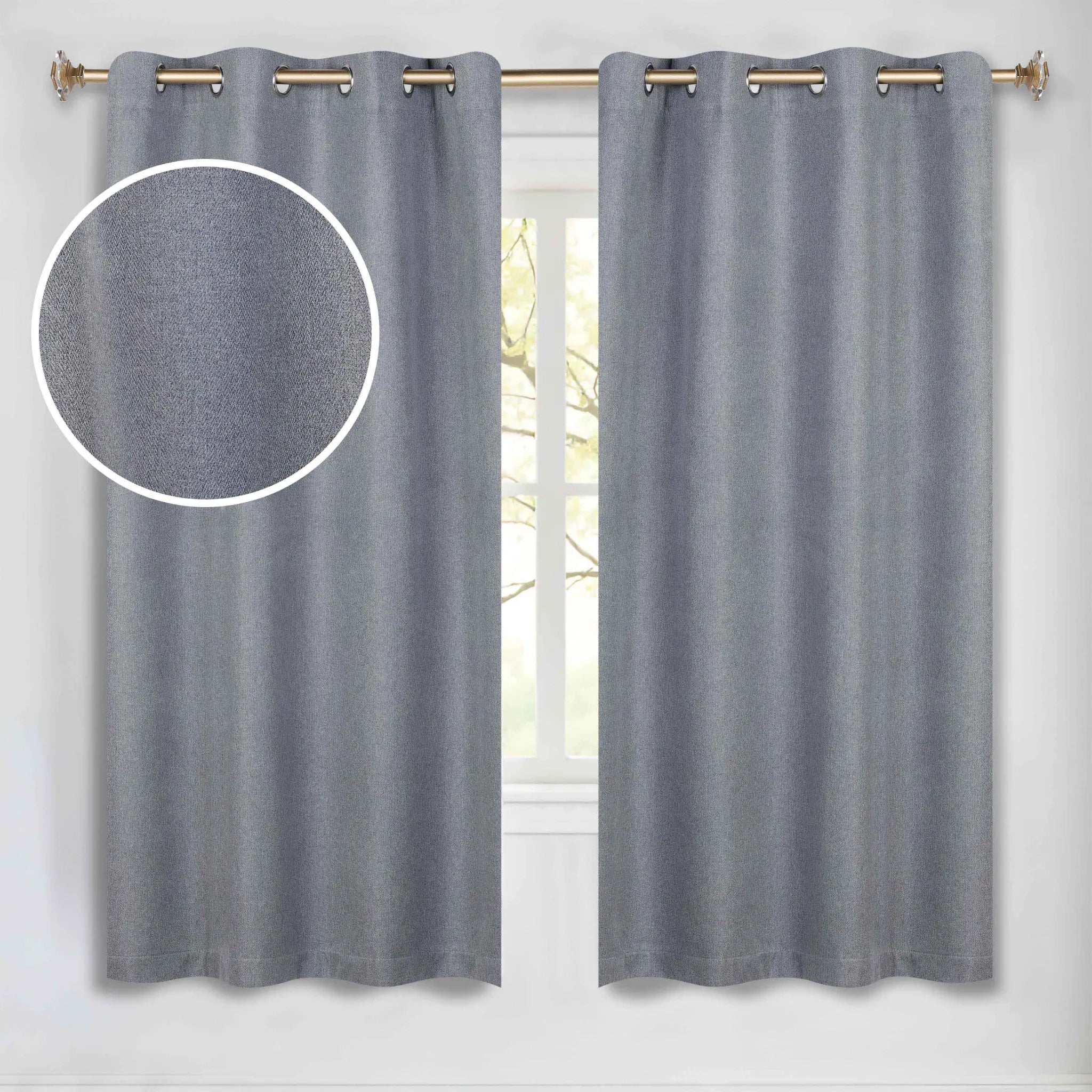 Nyan 100% Blackout Machine Washable Grommet Curtains, Set of 2 Panels