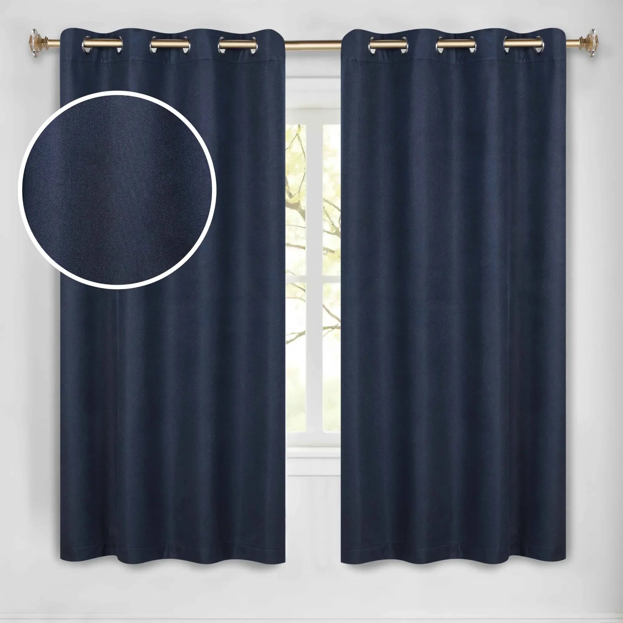 Nyan 100% Blackout Machine Washable Grommet Curtains, Set of 2 Panels