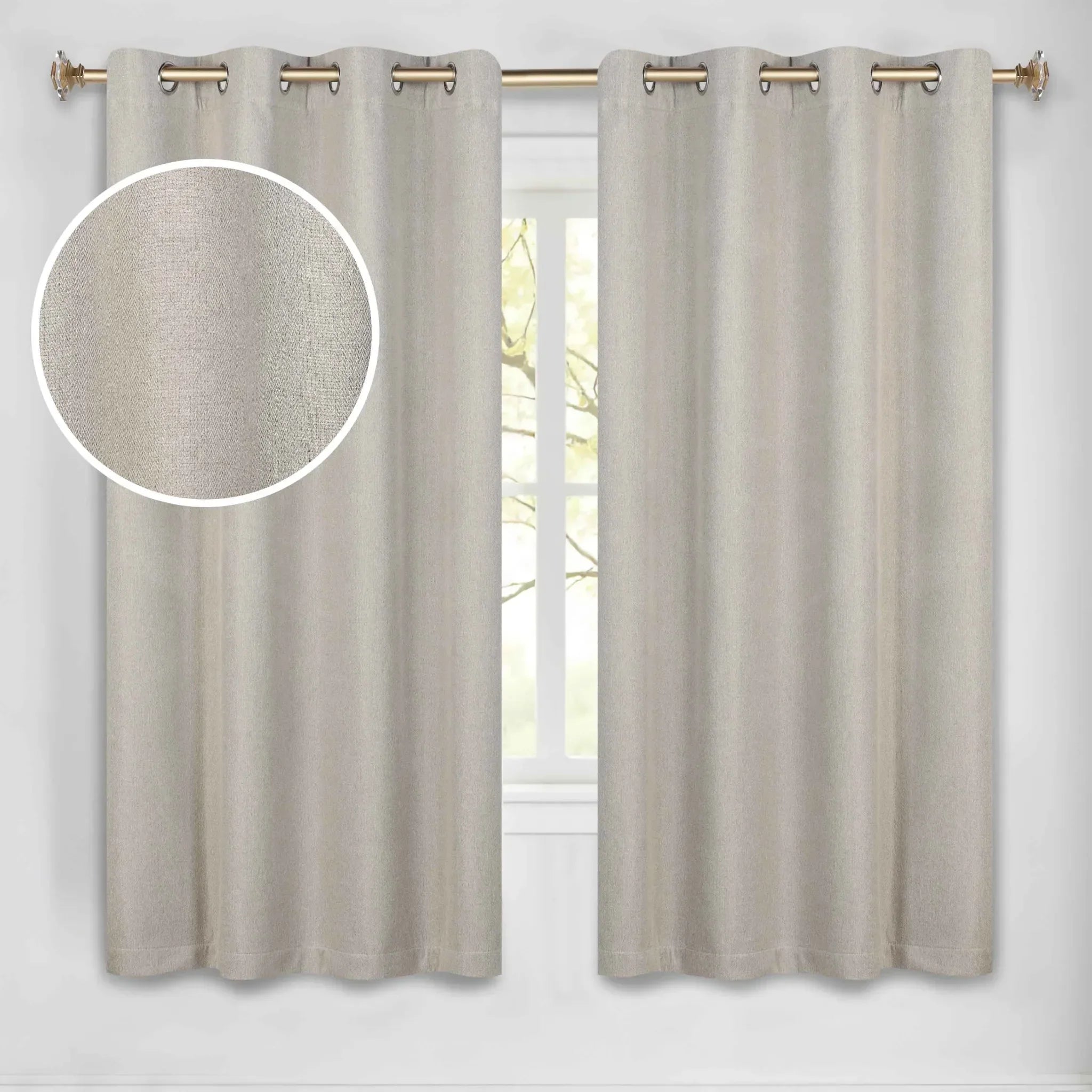 Nyan 100% Blackout Machine Washable Grommet Curtains, Set of 2 Panels