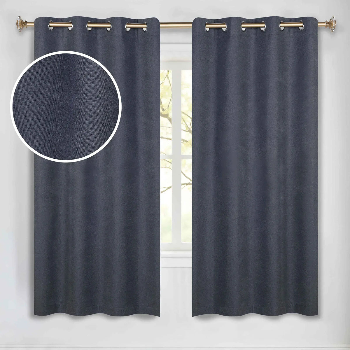 100 % Blackout Window Curtains Grommet Washable Set of 2 Neal