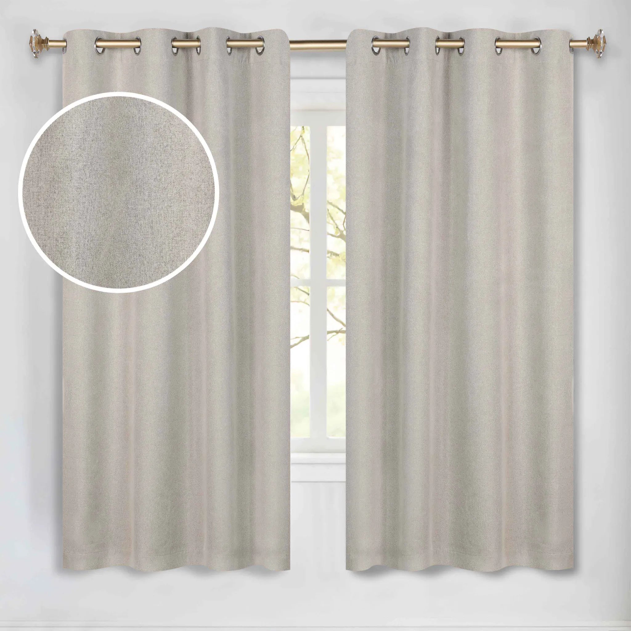 Neal 100% Blackout Machine Washable Grommet Curtains, Set of 2 Panels
