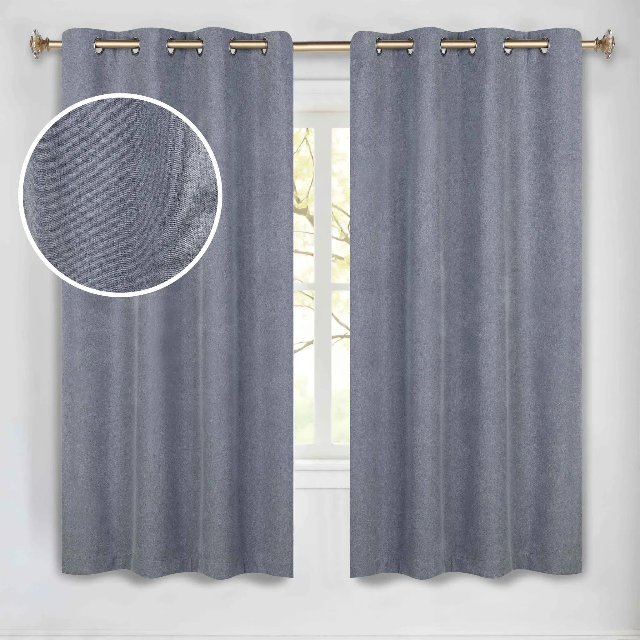 Neal 100% Blackout Machine Washable Grommet Curtains, Set of 2 Panels