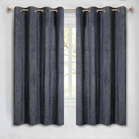Noor Semi-Blackout Chenille Washable Grommet Curtains, Set of 2 Panels