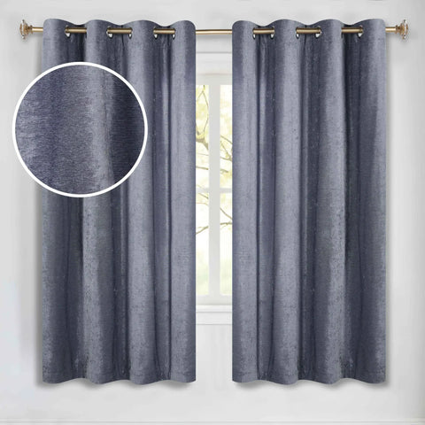 Noor Semi-Blackout Chenille Washable Grommet Curtains, Set of 2 Panels