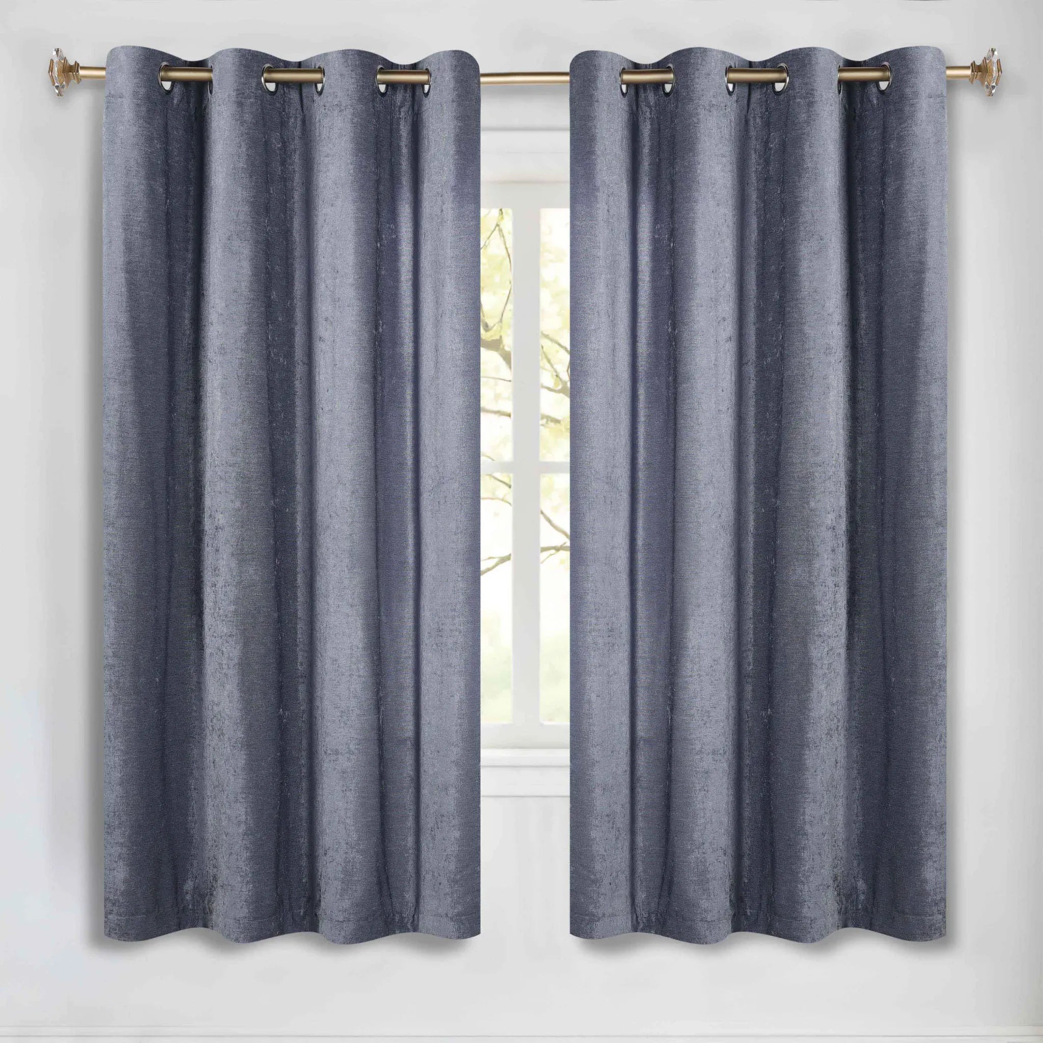 Noor Semi-Blackout Chenille Washable Grommet Curtains, Set of 2 Panels