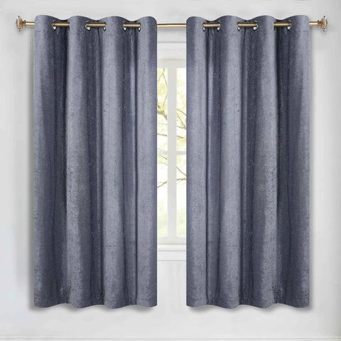 Noor Semi-Blackout Chenille Washable Grommet Curtains, Set of 2 Panels