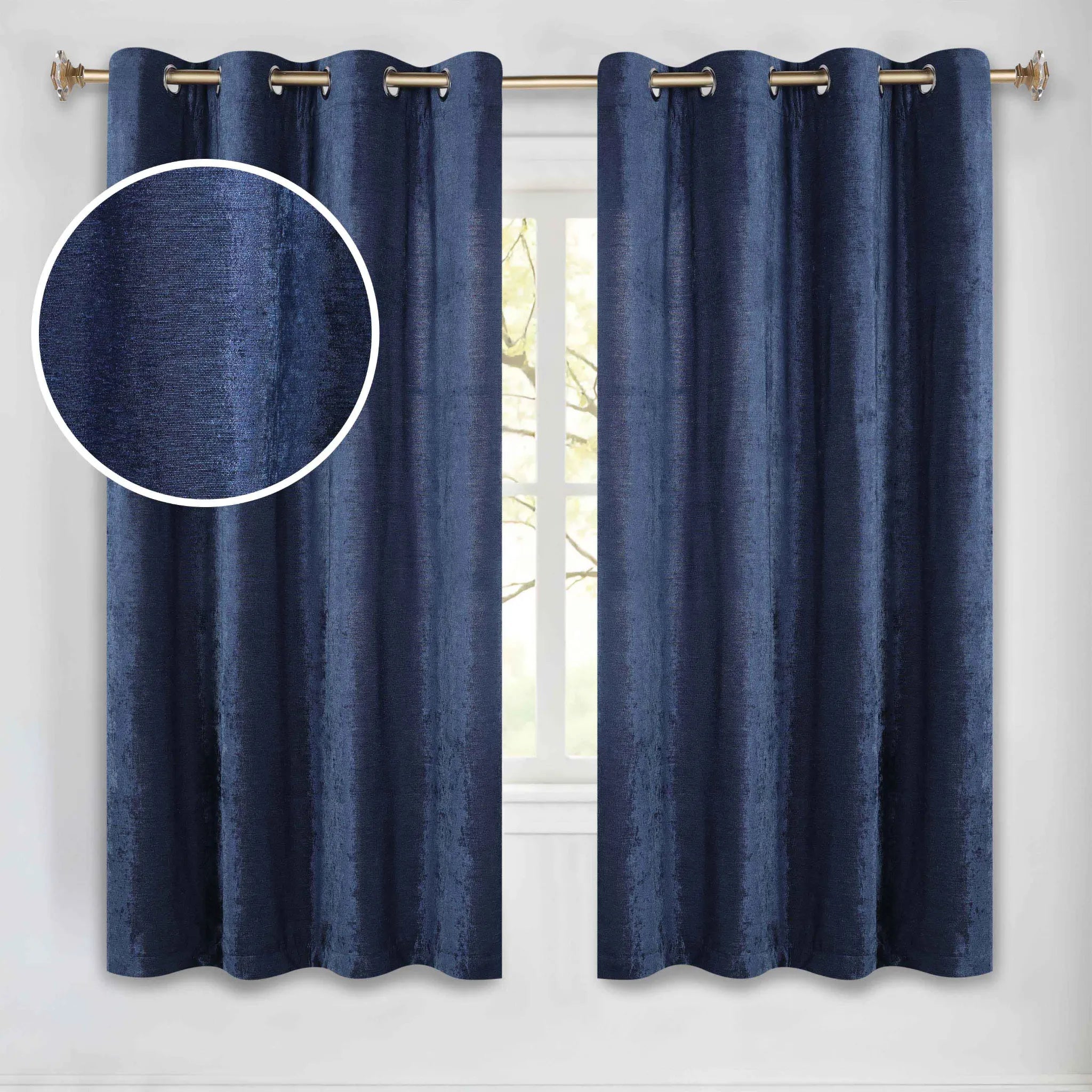 Noor Semi-Blackout Chenille Washable Grommet Curtains, Set of 2 Panels
