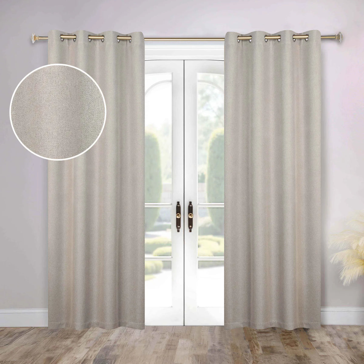 Nyan 100% Blackout Machine Washable Grommet Curtains, Set of 2 Panels