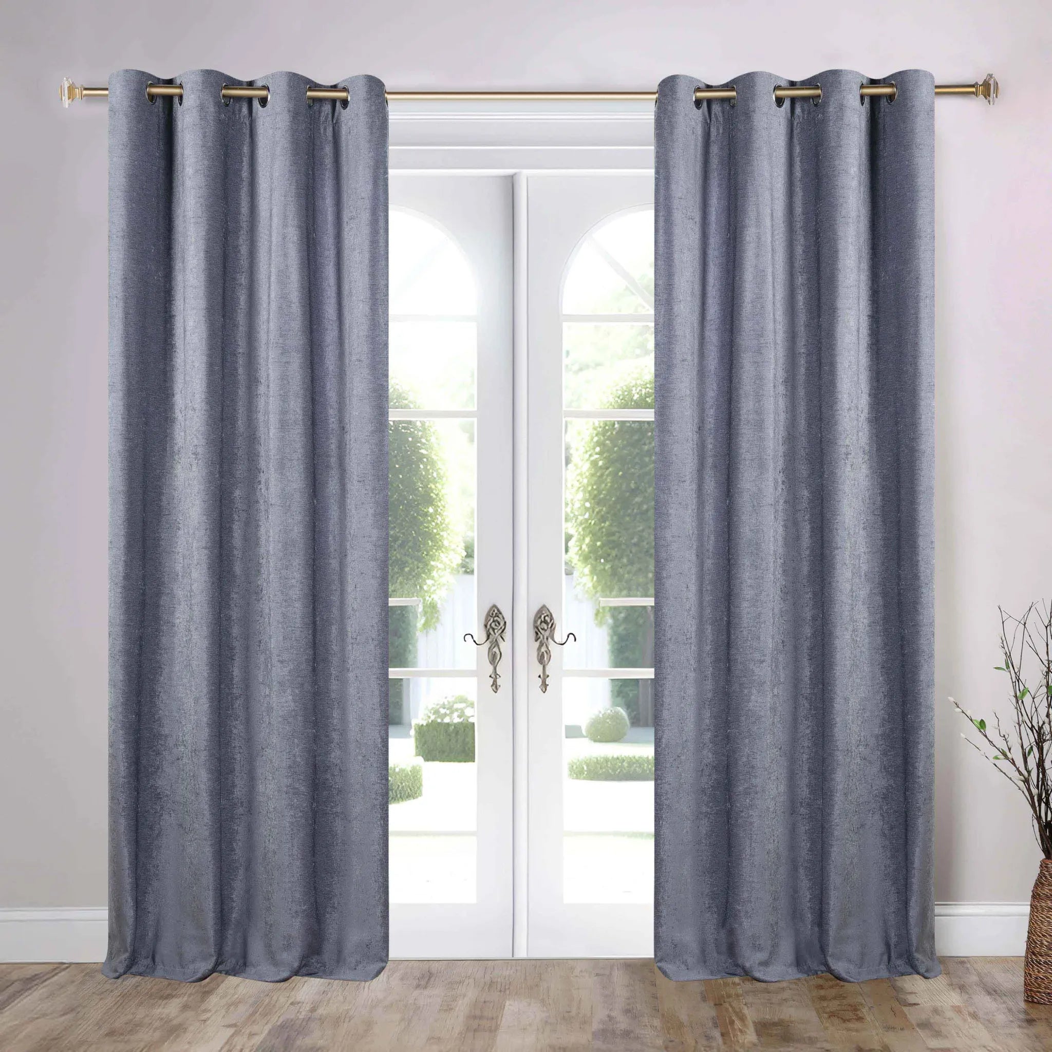 Noor Semi-Blackout Chenille Washable Grommet Curtains, Set of 2 Panels