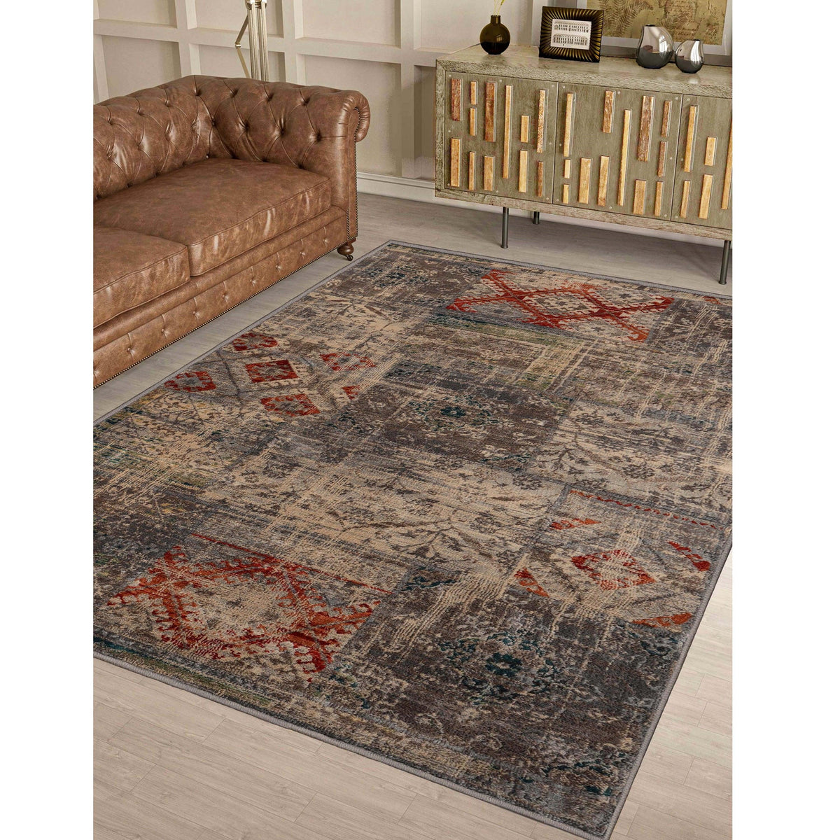 Distressed Patchwork Medallion Lattice Area Rugs Or Runner Rug
