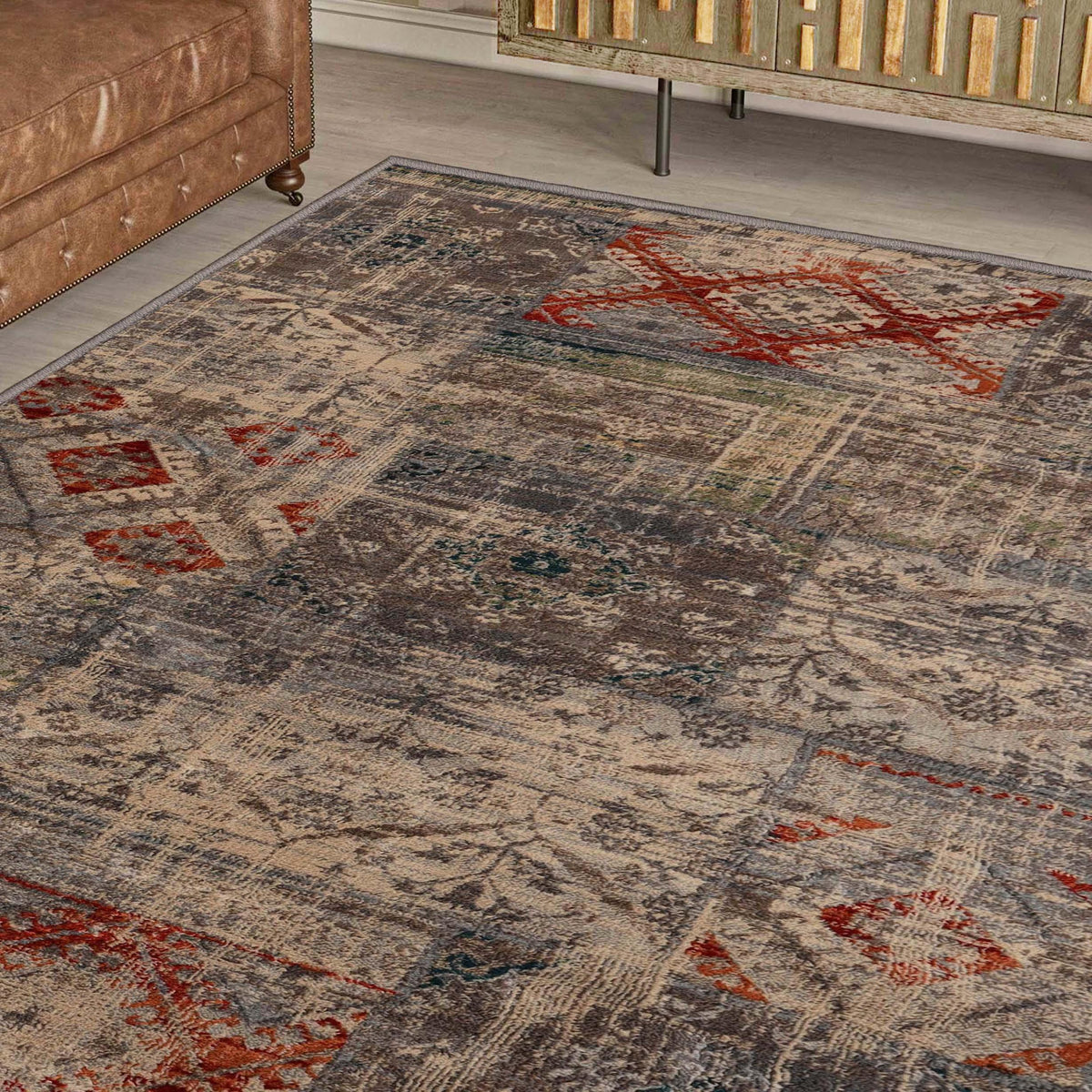 Distressed Patchwork Medallion Lattice Area Rugs Or Runner Rug