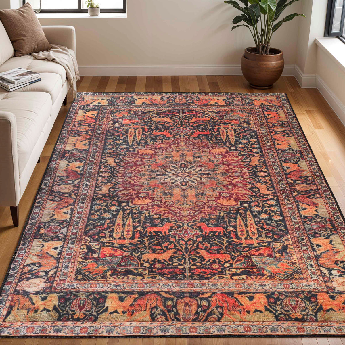 Copley Bohemian Oriental Medallion Wildlife Indoor Area Rug Or Runner
