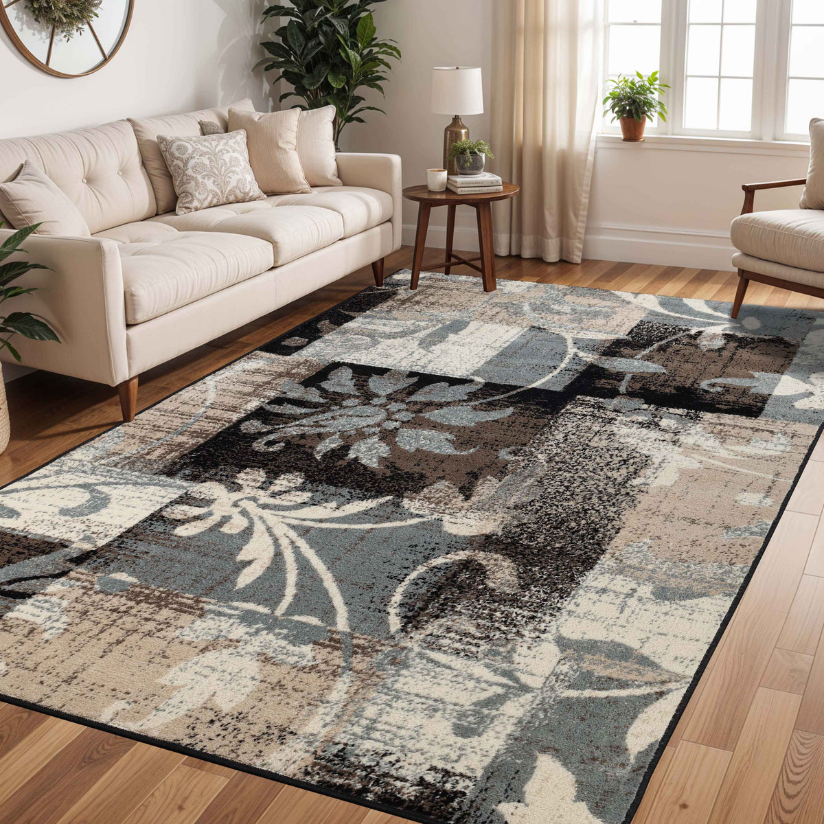 Pastiche Contemporary Floral Patchwork Indoor Area Rug or Runner