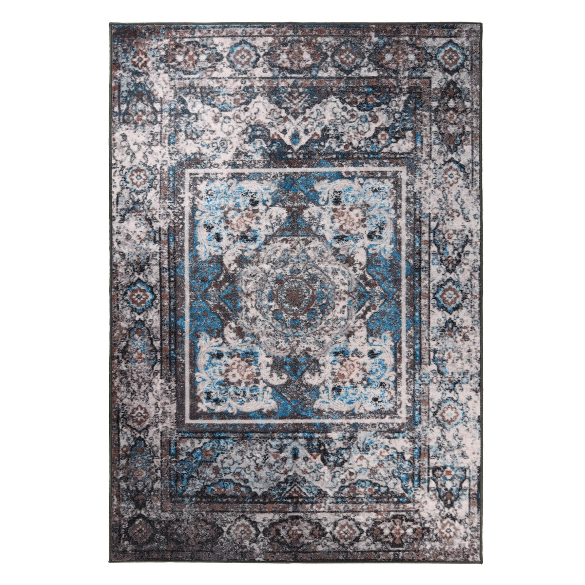 Ezra Vintage Medallion Non-Slip Washable Indoor Area Rug or Runner