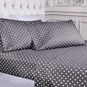 600 Thread Count Cotton Blend Polka Dot Deep Pocket Bed Sheet Set
