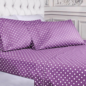 600 Thread Count Cotton Blend Polka Dot Deep Pocket Bed Sheet Set