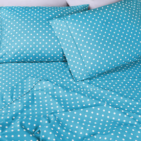 600 Thread Count Cotton Blend Polka Dot Deep Pocket Bed Sheet Set