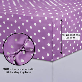 600 Thread Count Cotton Blend Polka Dot Deep Pocket Bed Sheet Set