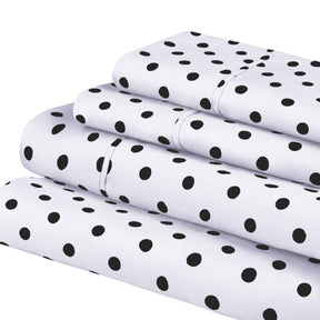 600 Thread Count Cotton Blend Polka Dot Deep Pocket Bed Sheet Set