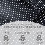 Cotton Blend 600 Thread Count Polka Dot Duvet Cover Set