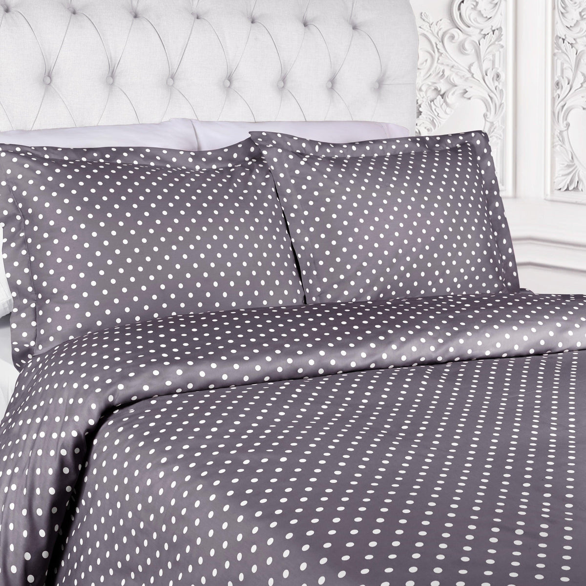 Cotton Blend 600 Thread Count Polka Dot Duvet Cover Set