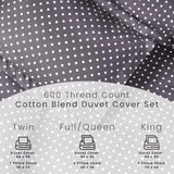 Cotton Blend 600 Thread Count Polka Dot Duvet Cover Set