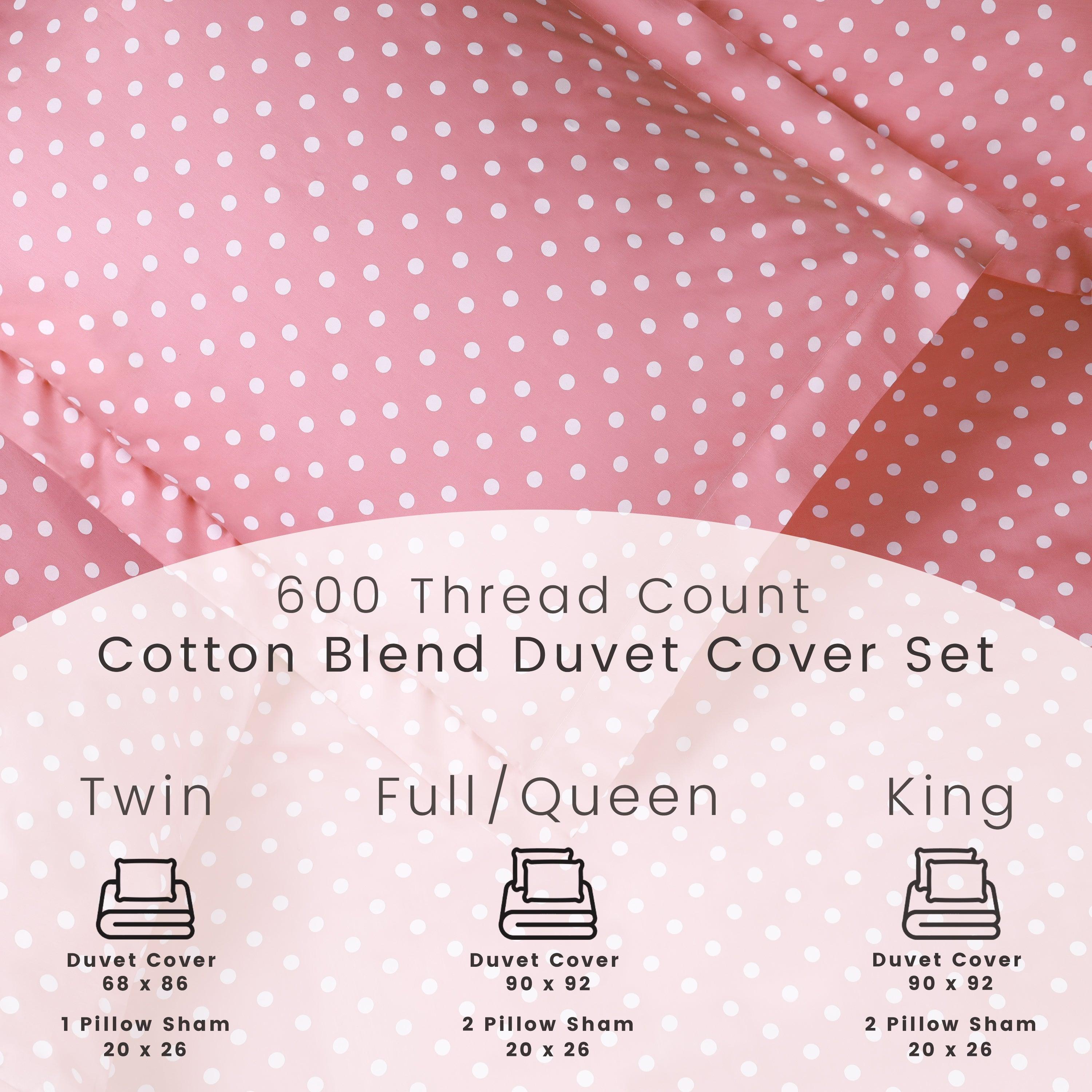 600 Thread Count Cotton Blend Polka Dot Plush Duvet Cover Set