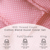 Cotton Blend 600 Thread Count Polka Dot Duvet Cover Set