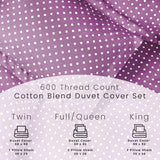 Cotton Blend 600 Thread Count Polka Dot Duvet Cover Set